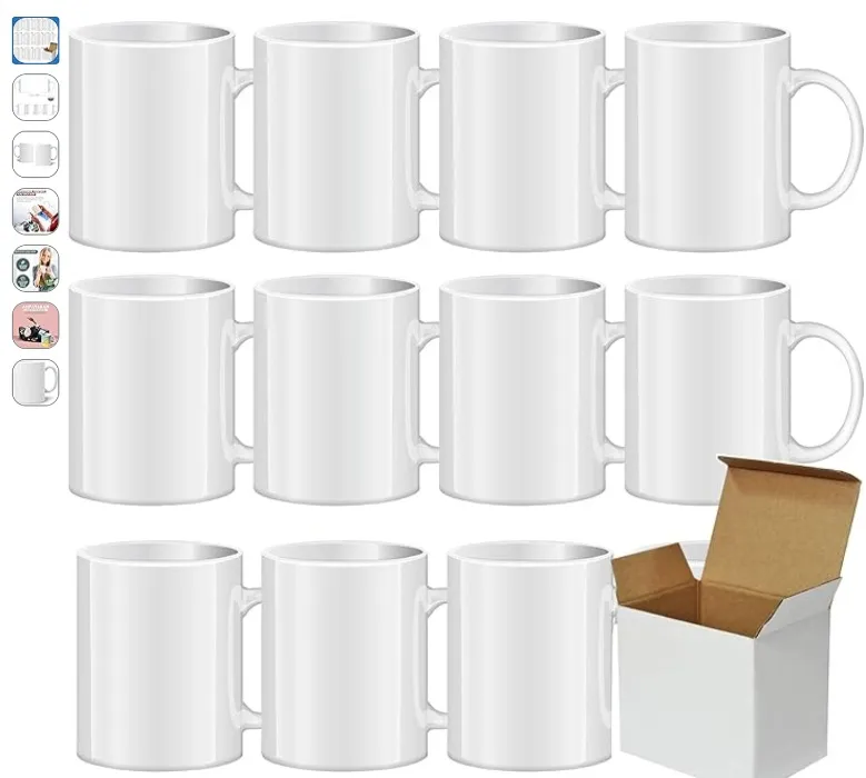 12 Pack of Sublimation Mugs without Printing AAA Quality | Individual or in Set | Photo Mug for Dye Sublimation Printing | Empty Heat Press Mugs (White) : Amazon.com.be: Home & Kitchen