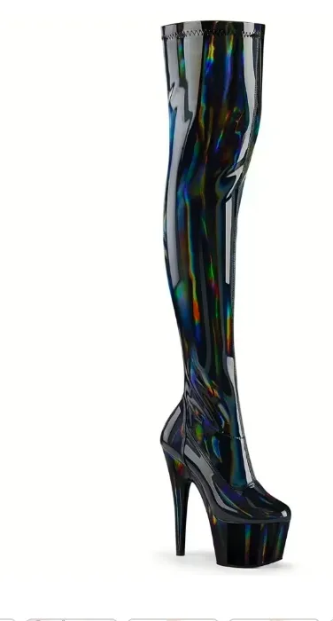 Pleaser ADORE-3000HWR Damen Stiefel Schwarz
