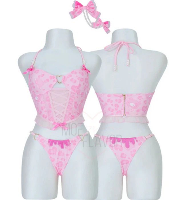 Vday Gloomy Bear Gyaru Corset Top and Underwear Lingerie