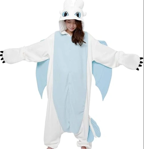 SAZAC Kigurumi - How to Train Your Dragon - Light Fury - Onesie Jumpsuit Halloween Costume