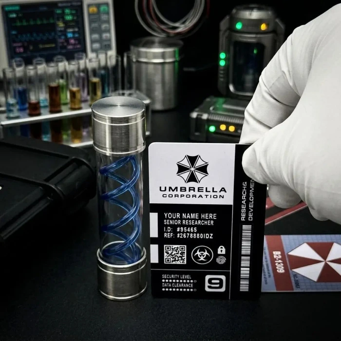 Resident Evil T-Virus Vial Replica + Cards and Badge