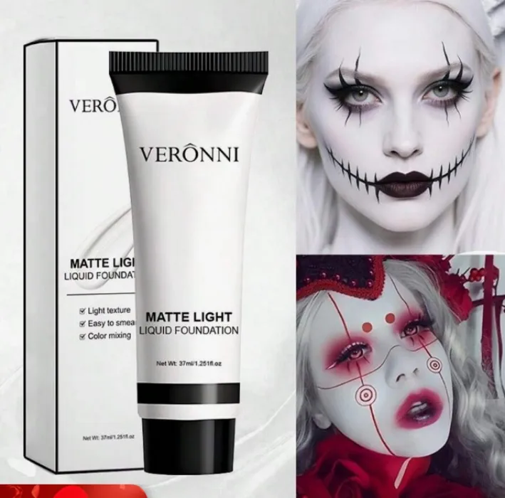 VERONNI 37ml Líquido Fundação Branca - Acabamento Matte, Cobertura Completa Acabamento Natural