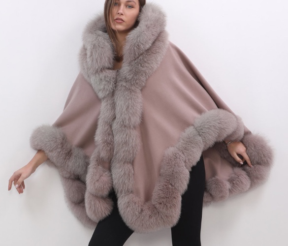Fur trim poncho (£520)