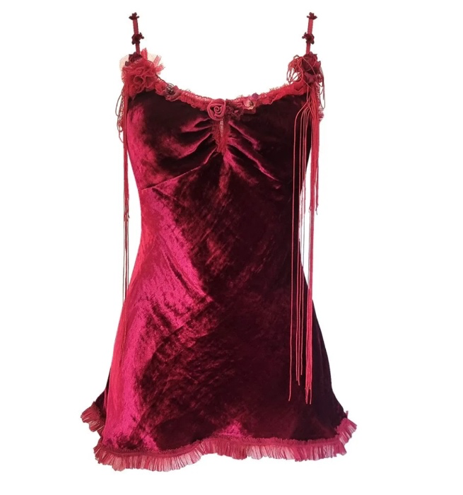 Ruby red silk dress 