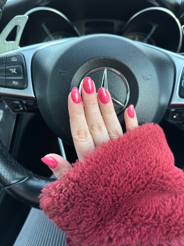 Sparky raspberry nails (£55)