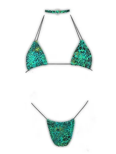 Green Leopard Sparkle Microkini 
