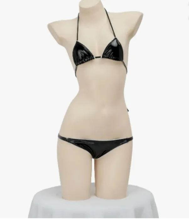 Faux Latex leather microkini cosplay