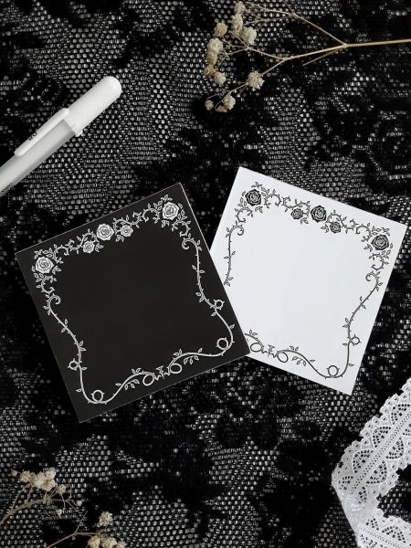 Gothic Rose Vine Notepad, Black and White, 3x3in Memo Pad, 50 Pages - Etsy