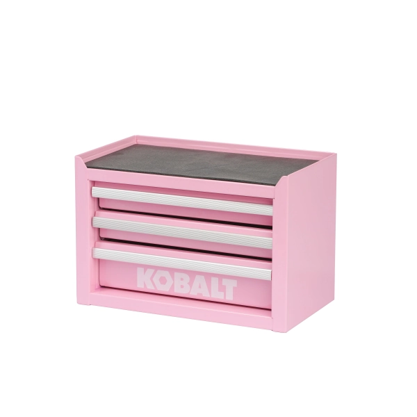 Kobalt Portable Mini Base Toolbox 11.1-in W x 7.36-in H x 6.14-in D 3 -Drawer Pink Steel Tool Box