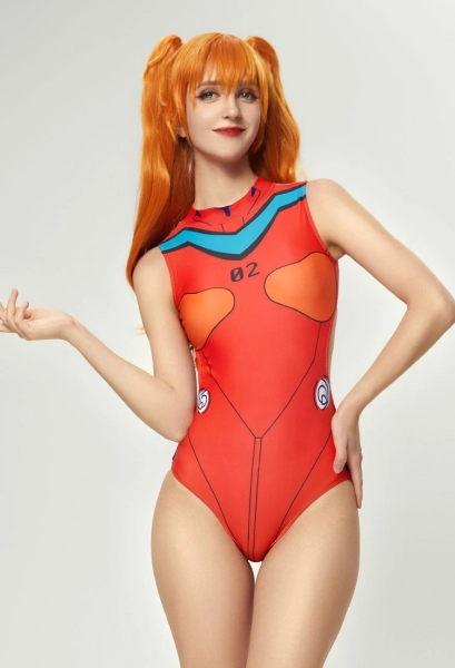 Anime Derivative Swimsuit Sexy Backless High Neck Bodysuit One-Piece Bathing Suit Swimwear