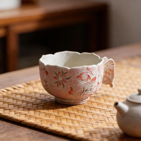 Handmade Fox Ceramic Tea Cup | Sculptural Animal Mug | Unique Japanese Style Teacup | Gift for Tea Lovers