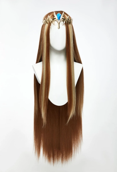 The Legend of Zelda Princess Zelda Cosplay Wig Front Lace Hand Tied Long Straight Brown Wig
