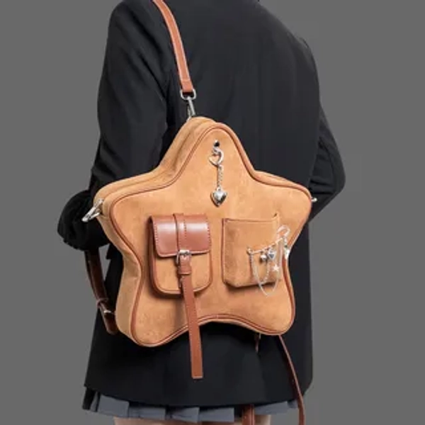 Multi-Pocket Star Shape Faux Leather Backpack