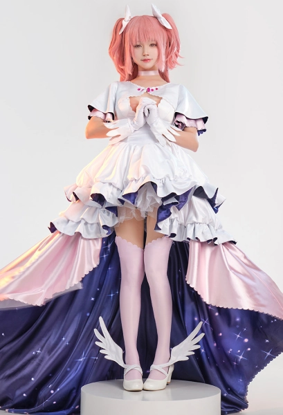 PMMM Kaname Madoka Ultimate Goddess Cosplay Costume Star Dress and Gloves with Thigh Socks and Headdress