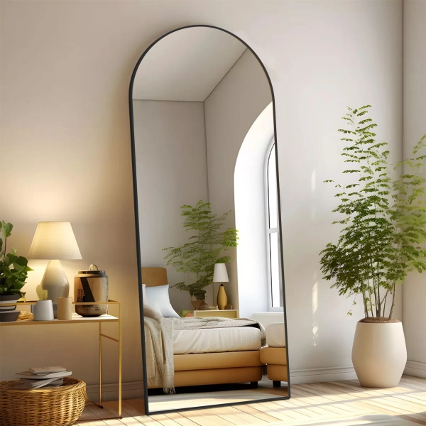 Arched Metal Oversized Full Length Mirrors Wall Mirrors with Stand