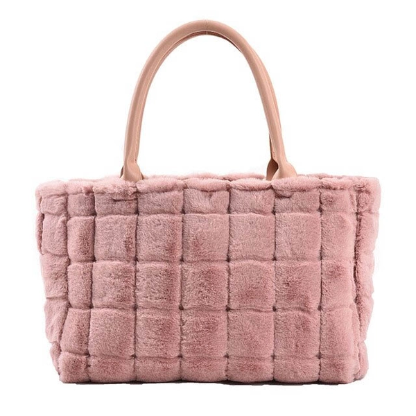 Emma Jones Plush Wooly Shopping Bucket Totebag Bags - Pink in Bags, Backpacks, Handbags & Wallets - $48.20