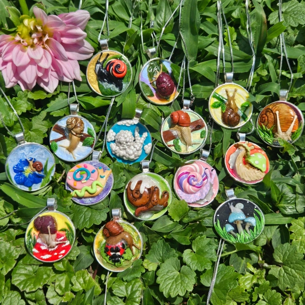 Snecklaces! Hand-sculpted with sterling silver chain