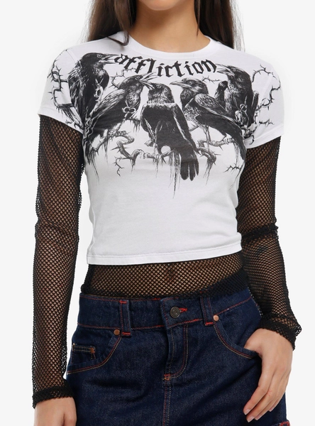 Affliction Raven Fishnet Girls Long-Sleeve T-Shirt