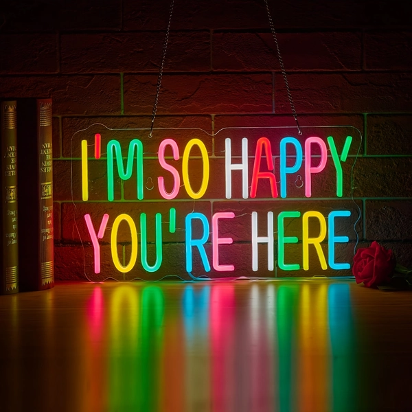 TEMU 're Here Dimmable Led Neon Sign, Usb-powered Wall Art Colorful Lights Decor For Home, Bar, Cafe, Neon Signs For Wall Decor, Bar Decoration, Home
