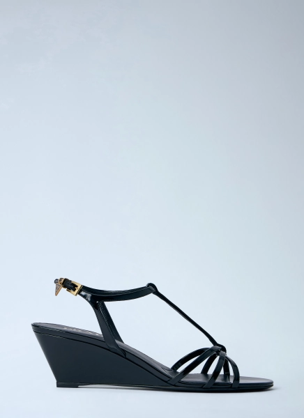 Prada Strappy Wedge Sandals - Woman Sandals Black Eu - 40 40
