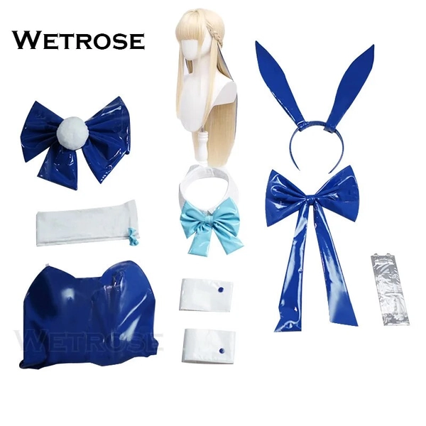 [Wetrose] Toki Bunny Girl Blue Archive Cosplay Costume Sexy Erotic Latex Leather Asuma Wig Full Set