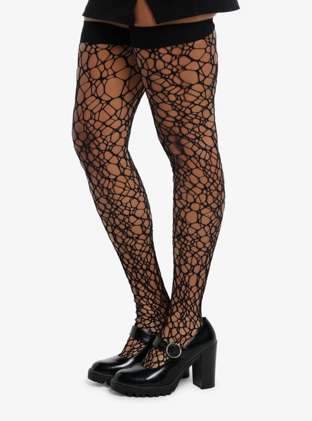 Leg Avenue Black Crackle Fishnet Thigh Highs