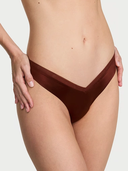 Sheer Reveal Mesh-Trim Strappy-Back Thong Panty