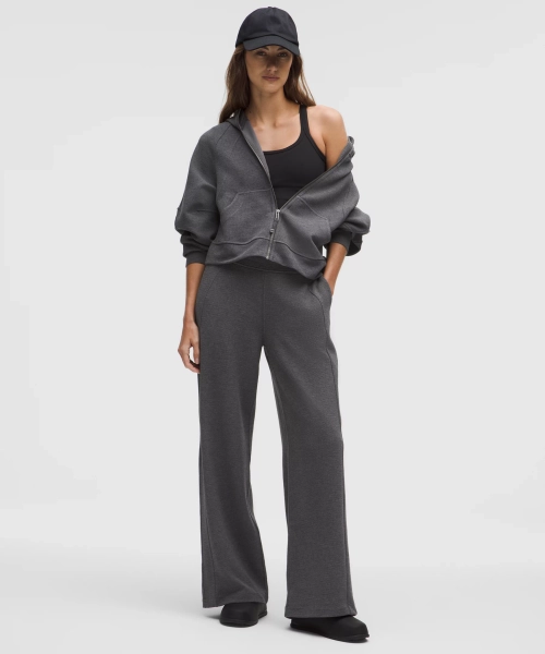 Scuba Mid-Rise Wide-Leg Pant *Waffle - Heathered Graphite Grey - XXS