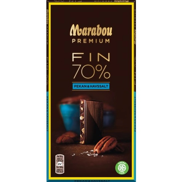 Chokladkaka Premium 70% kakao Sea salt pecan 100g Marabou