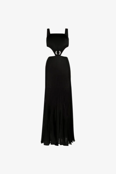 Abito lungo con cut-out e decorazione