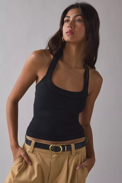 BDG Nova Ribbed Knit Cropped Halter Top