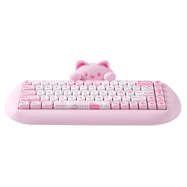 YUNZII C68 Roze 65% Hi-Fi Leuke Kat Siliconen Hot Swap NKRO Ergonomisch Draadloos BT5.0/2.4G/Bedraad RGB Mechanisch Gaming Toetsenbord - AliExpress 7