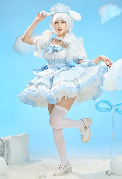 Cinnamoroll cosplay Costume Top and Skirt with Apron and Hat