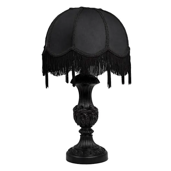Black Baroque Table Lamp with Shade, 25"