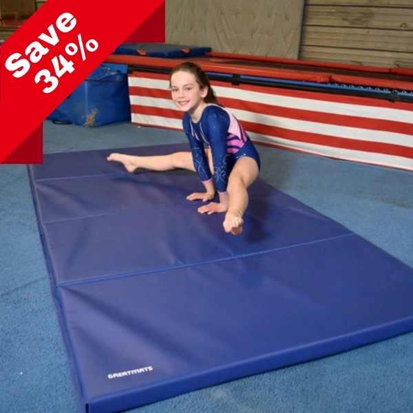 4x8x2 Gymnastics Folding Gym Mat Blue/Black for Home