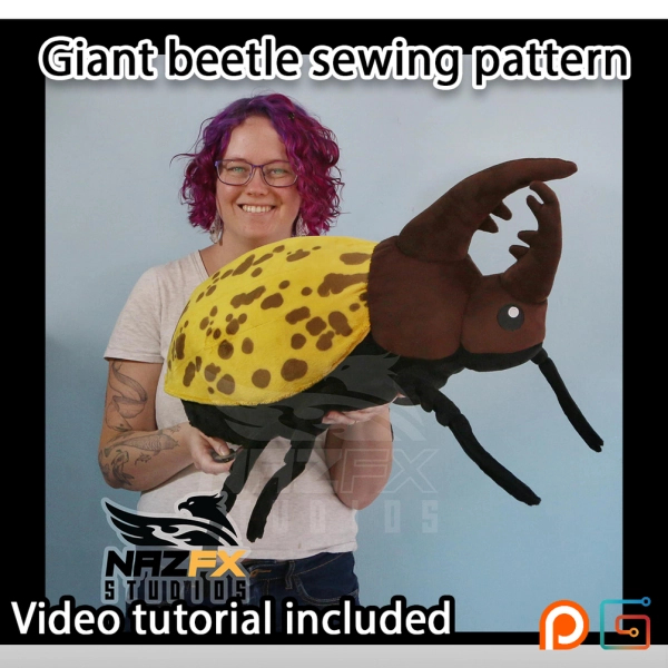 Giant beetle plush - sewing pattern and tutorial