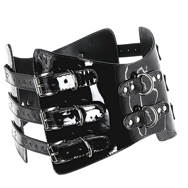 Corset de Couro Preto Verniz