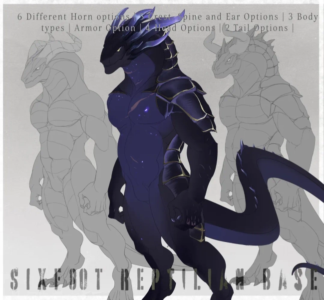 Anthro Dragon / Reptile Reference Sheet Base - Make Your Own Adopts and Character Designs - Etsy