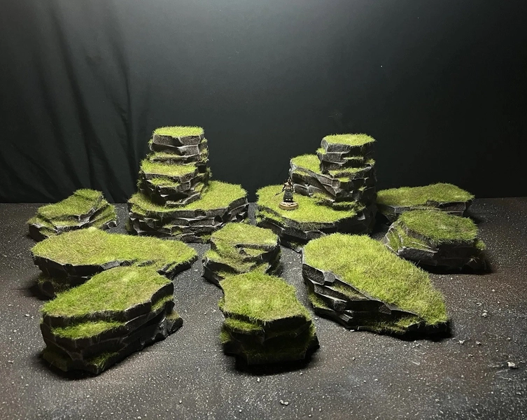 Wargaming Warhammer 40k Compatible Terrain set of grass hills Fully Painted