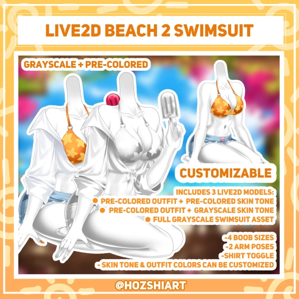 [Live2D] Beach 2 Swimsuit by HozshiArt (@HozshiArt)