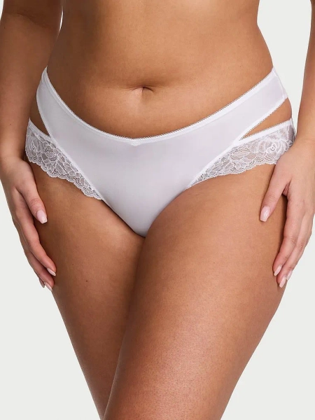 Panty Cheeky Rose Lace-Trim Cut-Out White