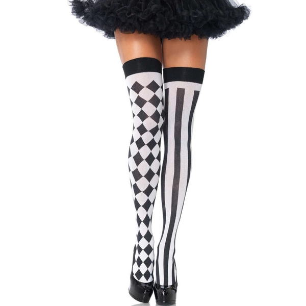 BLACK/WHITE HARLEQUIN HIGH SOCKS
