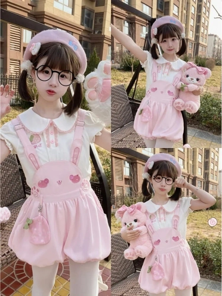 Lily Vow - Overall Bunny Bubble Shorts