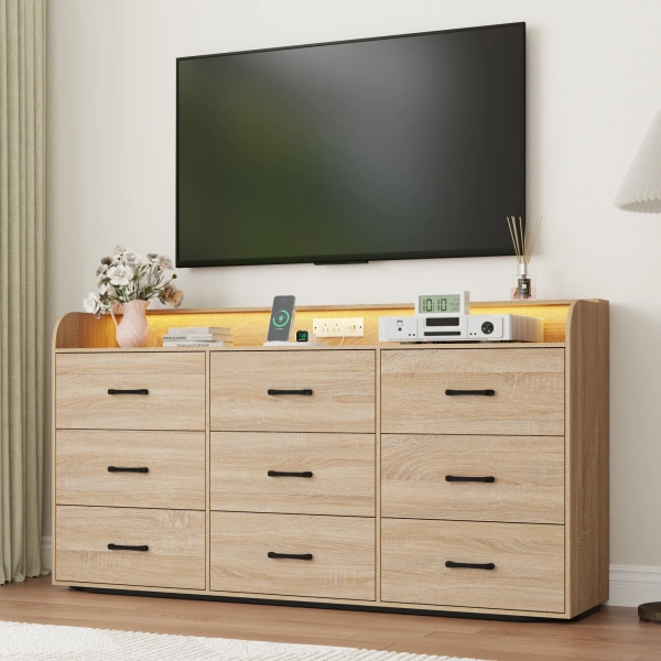 Modern Beveled-Edge Six-Drawer Chest