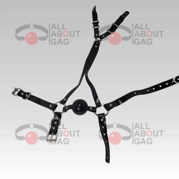 Y strap Harness ballgag in black PVC strap -Lockable -Vegan