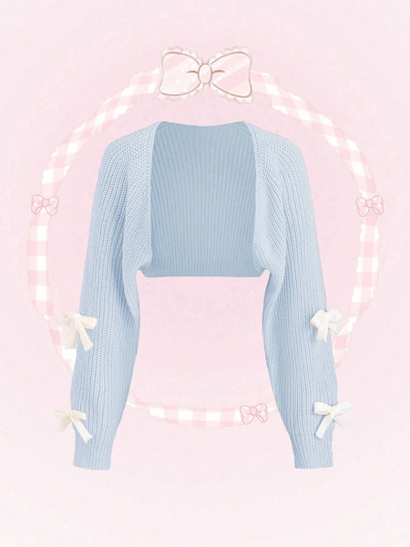 SHEIN Unity Women's Minimalist Everyday Colorblock Bow Cardigan Fall Winter Cloth For Women