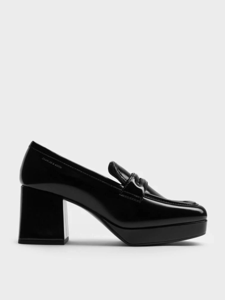 Platform Block-Heel Loafer Pumps