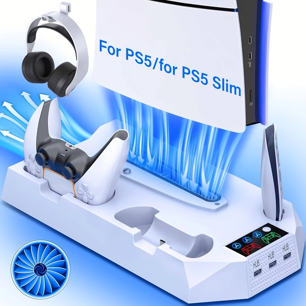 TEMU Cooling Station For Ps5, Controller Charging Station For Playstation 5 Additions, For Playstation 5 Slim/ For & Standard Disc/digital Console,