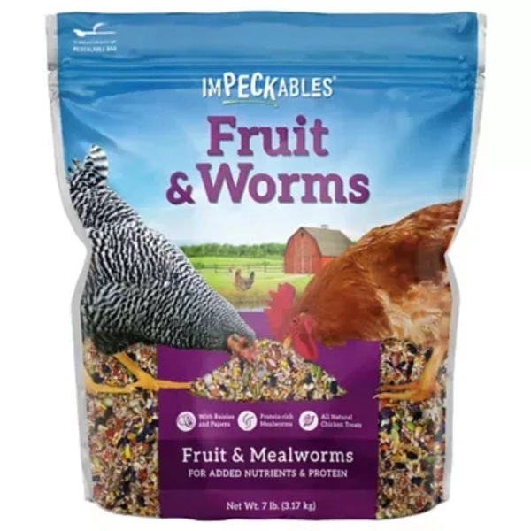 ImPECKables Natural Grain Pickings with Fruit and Worms Chicken Treats, 7 lb.