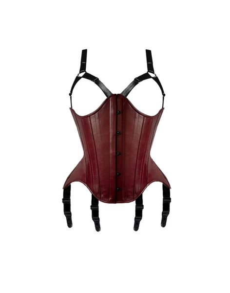 CYRA UNDERBUST LEATHER CORSET BURGUNDY